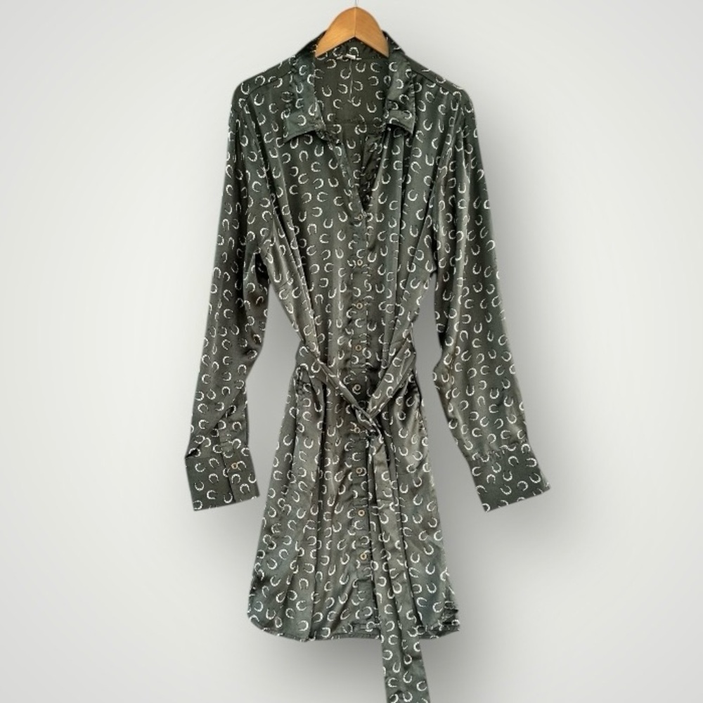 Cato Olive Green Shirt Dress with White Crescent Print
